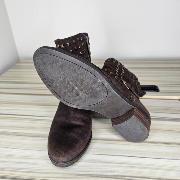 Lauren Ralph Lauren Brown Shaelynn Studded Suede Ankle Boots Size 8 - Picture 7 of 11